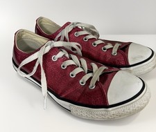 SPARKLY Converse Chuck Taylor All Star Low Top Pink Glitter Shoes Women's Size 5