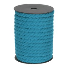 Cotton Rope 3 Strand Twisted Braided Rope Cord, lake Blue 23m 10mm