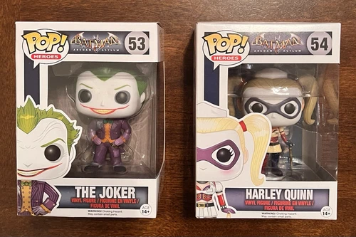 Funko Pop! Batman Arkham Asylum The Joker #53 & Harley Quinn #54 *Box Damage