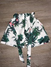 Little Girls Tropical Paperbag High Rise Belted Tie. Size 5T-7T White Green Pink