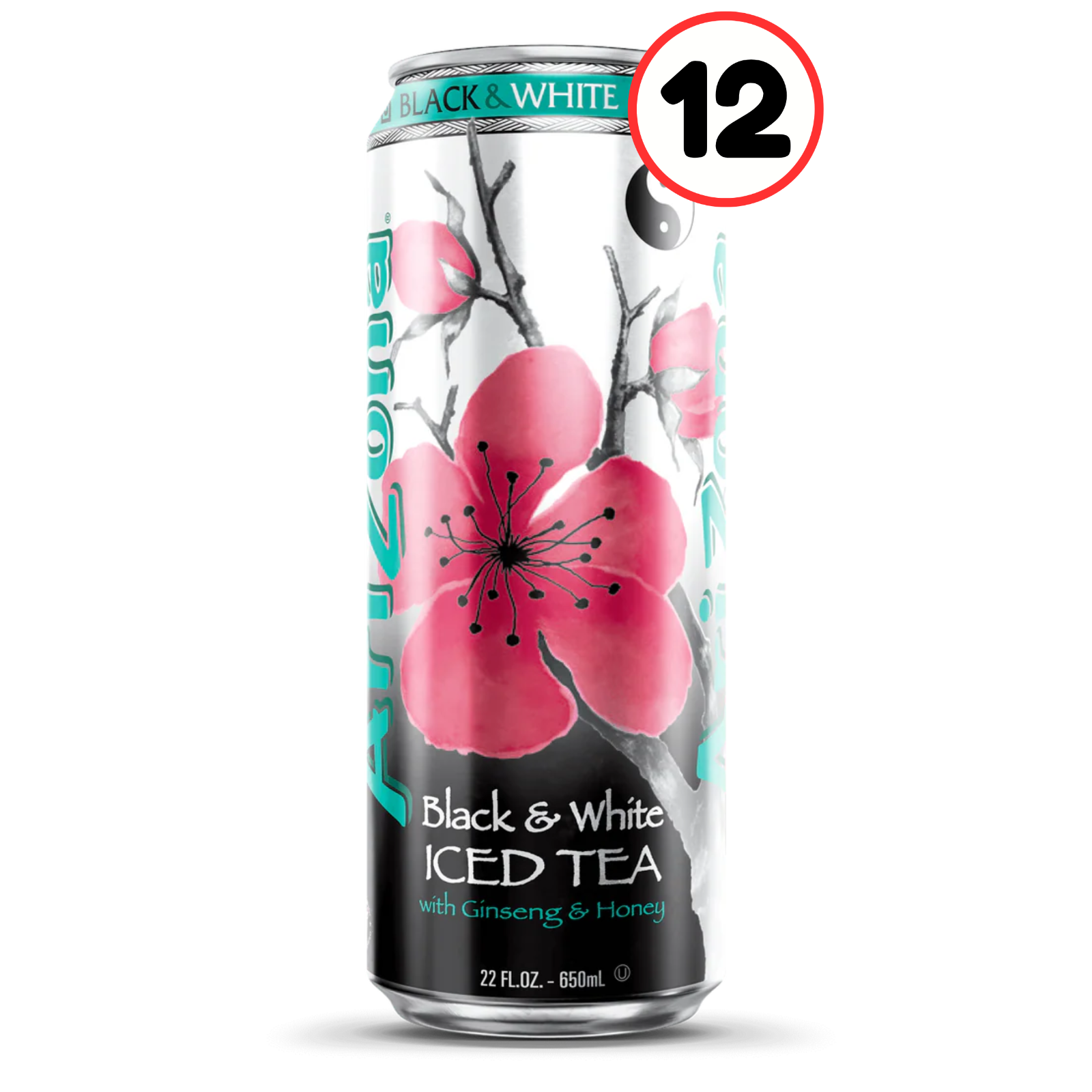Tea In Can 12x Cans Black & White Tea Iced Tea With Ginseng and Honey 22oz Big Can ...