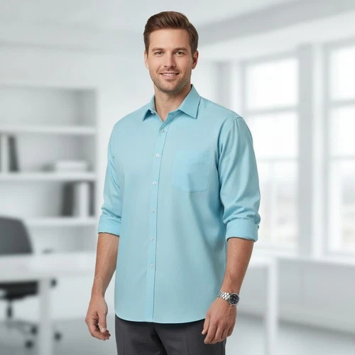 Stafford Travel Easy-Care Dress Shirt in Light Blue - product listing photo