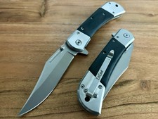 8.75 Black Wood Silver Open Blade Tactical Spring Assisted Pocket Knife Hunting