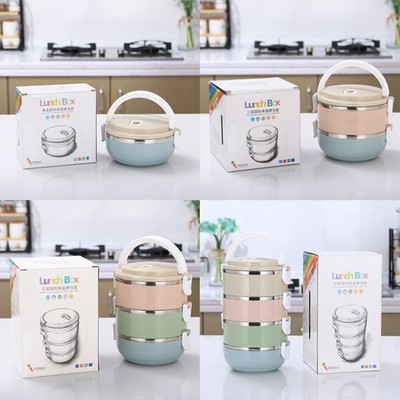 Brandneu Dauerhaft LunchBox Bunt Edelstahl Einfach Zu Säubern Mehrschicht