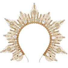 Sunburst Spiked Halo Crown, Renfaire Gold Greek Goddess Headpiece