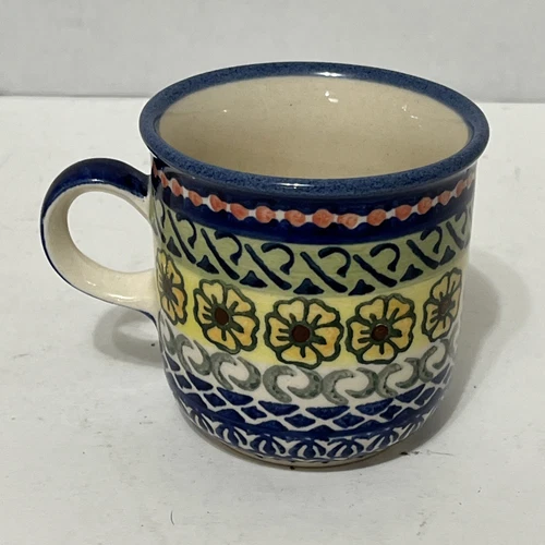 Vintage Polish Pottery Coffee Tea Mug Unikat L. Burnkka Hand Made