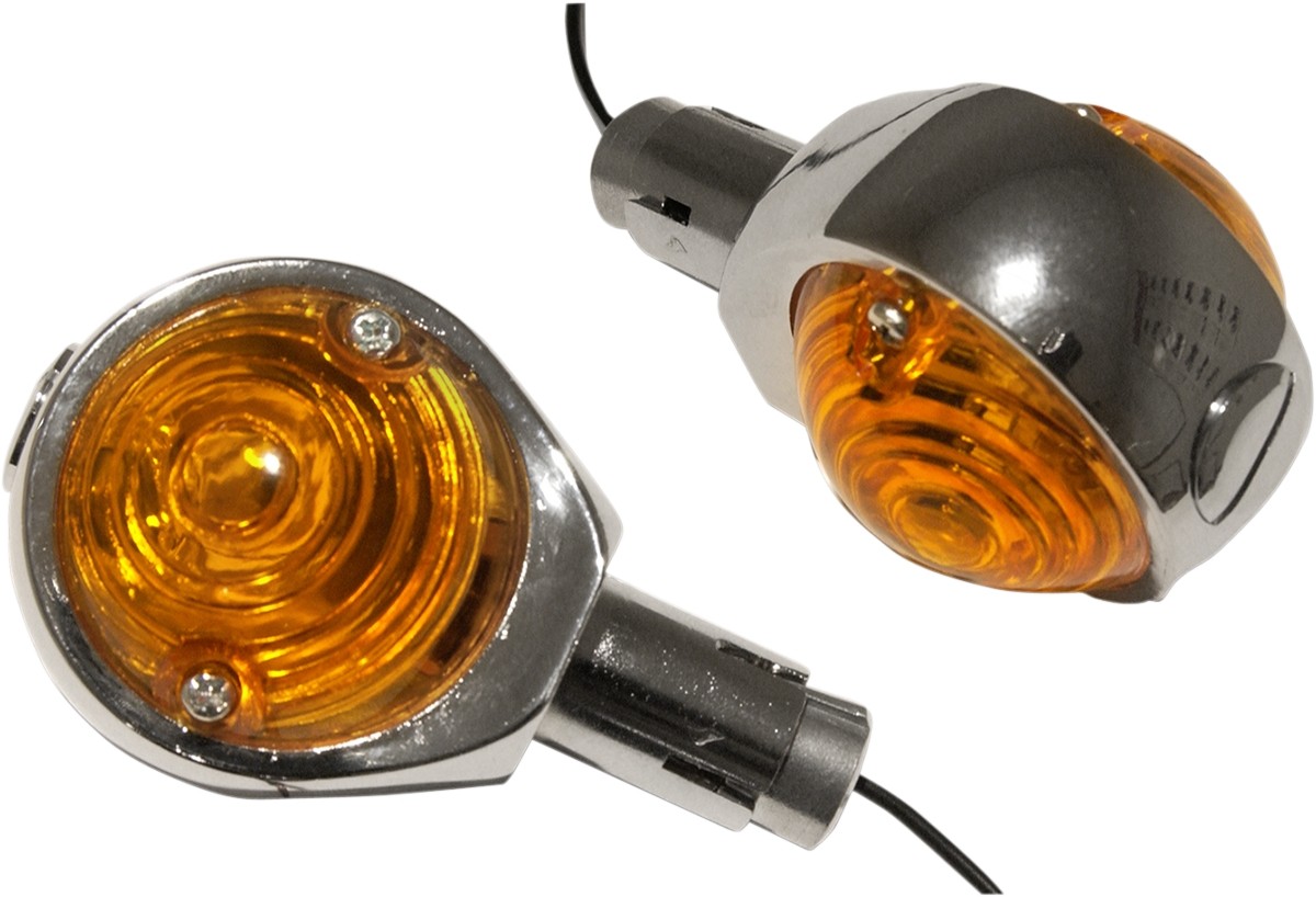 7/8 Handlebar Euro Bar End Lights Pair Amber Emgo 60-14550