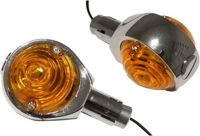 7/8 Handlebar Euro Bar End Lights Pair Amber Emgo 60-14550