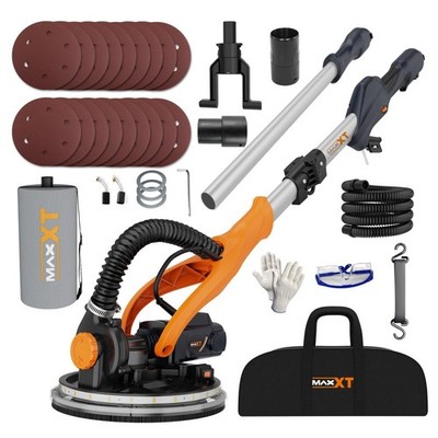 Drywall Sander w/ Vacuum, 6 Speed Telescopic, 1900RPM LED Light, 18 Discs