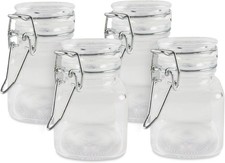 3 1/4" Square Glass 3oz Jar with Hinge Glass Lid for Home Kitchen, Arts Cra...
