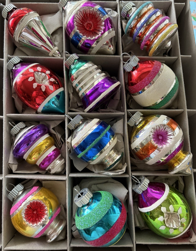 12 Radko 2005 Shiny Brite Bell Tornados Indents Drops Egg 3" Xmas Ornaments #2