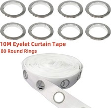 10 Metres Curtain Heading Tape with 80 Round Eyelet Rings for Curtain Blinds