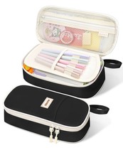 Cute Aesthetic Pencil Case Large Kawaii Pen Pouch Black