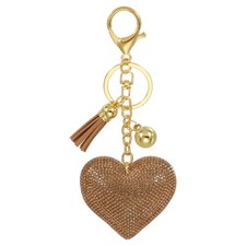 Rhinestone Keychain, Heart Shape Keychain Key Fob Charm Car Keys, Khaki