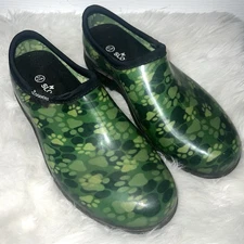 Sloggers Garden Shoes Gardening Shoes Clogs Green Paw Print Rubber Size 10
