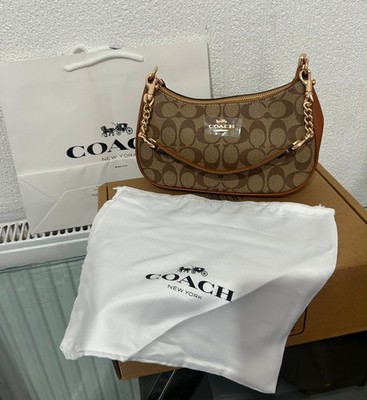 echt Coach Signature Teri Schultertasche Krone Farbe mit goldener Kette