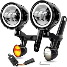 4.5" Halo LED Auxiliary Passing Spot Fog Lights Bullet Turn Signal Assembly Ki