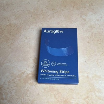 Auraglow Whitening Strips 14 Treatments 28 Strips 8% Hydrogen Peroxide Enamel S 