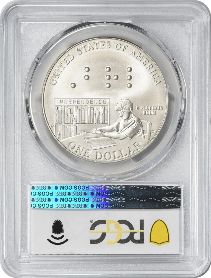 2009-P Louis Braille Silver Commemorative Dollar MS69 PCGS Mint State 69 - Image 2 of 2