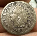 1863 U.S. INDIAN HEAD PENNY CENT COIN, VG-Very Good  IHC69