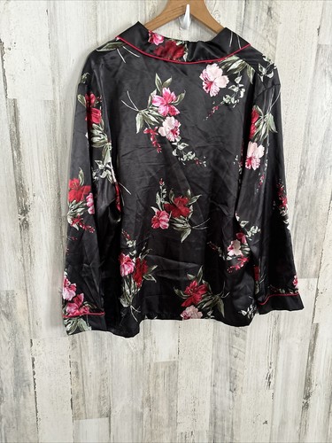 Apt 9 Intimates Womens 3 Pc Silky Black Pajama Robe Set Sz XL Long Sleeve Button - Picture 6 of 17