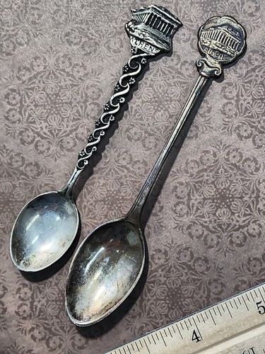 2 Vintage 800 Silver Greece Athens Souvenir Demitasse Spoons-25.49 Grams - Picture 4 of 7