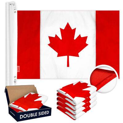 NEW G128 Canada Flag 5-Pack 2x3 FT, Canadian Double Sided Embroidered Polyester