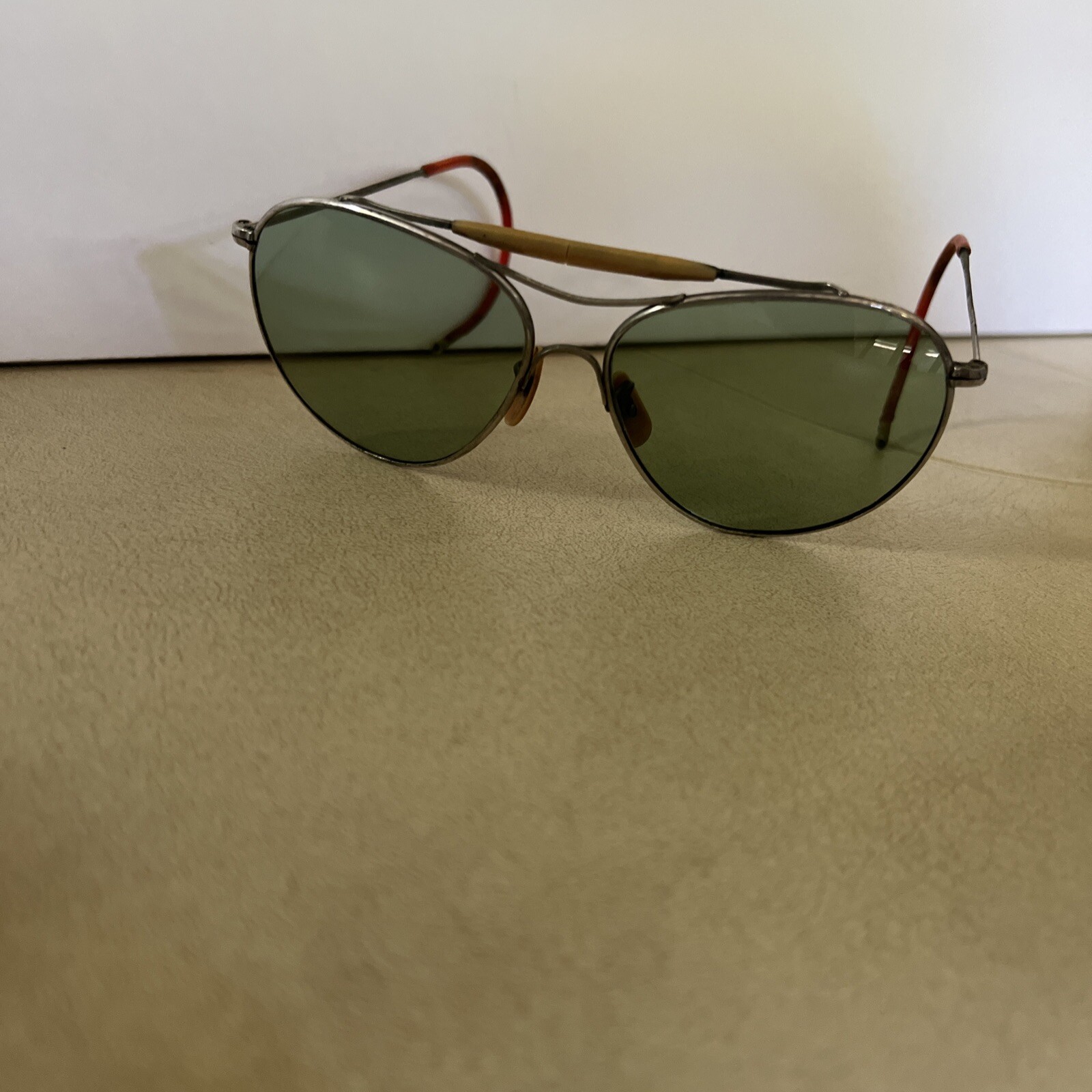 Vintage aviator sunglasses rare green 1940s sunglasses-image