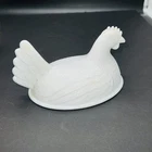 Vintage Indiana White Milk Glass Chicken Hen on Nest Cover Lid Only 6"