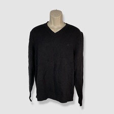  98 Calvin Klein Men's Black Regular-Fit Merino Wool V-Neck Sweater Size L