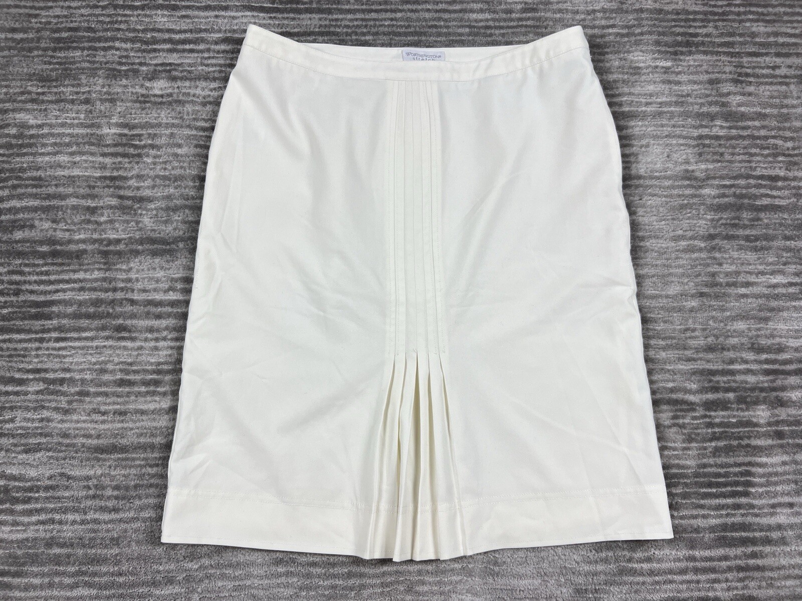 Worthington Womens Size 10 Ivory Stretch Lined Pencil Skirt Casual Comfort-image