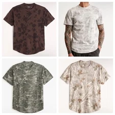NWT ABERCROMBIE & FITCH A&F MEN Essential Floral Curved Hem Tees | Sizes M L XL