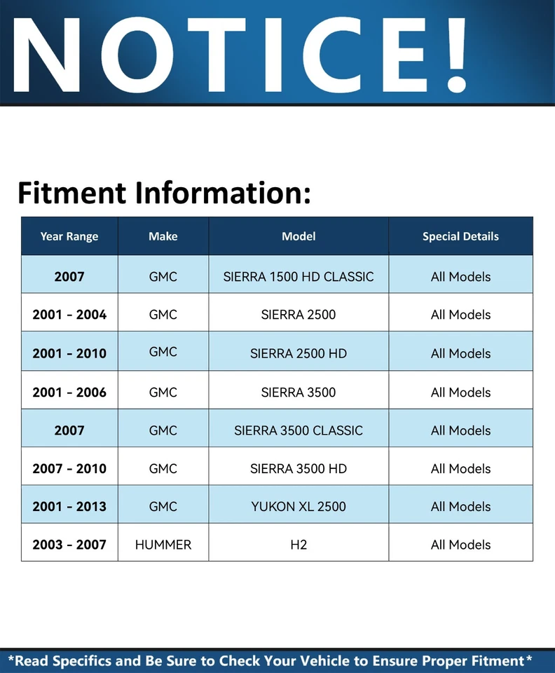 Varillas de amarre delanteras interiores exteriores para Chevy Silverado GMC Sierra Yukon 2500 3500 HD H2 Foto 3 de 4