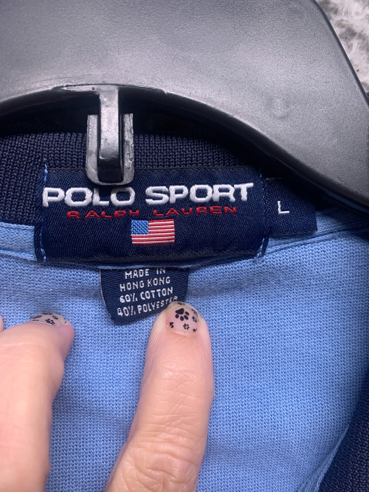 Polo Sport Uomo Giacca Blu Grande Regolare Blu Pony Fill Zip Manica Lunga Tinta Unita