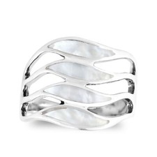 Amazing Waves of Color Mother of Pearl Inlay Sterling Silver Ring-7
