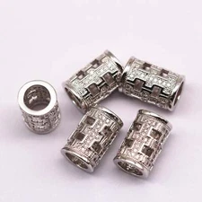 Silver Micro Pave Clear Zircon Cylinder Shape Charm Size 10x15mm Sold Per Piece