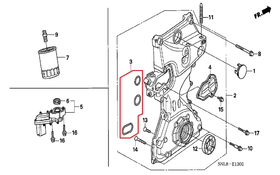Genuine Oil Pump O Ring Set 2007-2016 Honda CR-V 15101-RNA-A00 Thailand OEM - Image 4 of 4