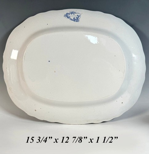 Plato de transferencia azul inglés victoriano largo 16", paisaje, "China ginebrina" - Imagen 5 de 11
