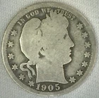 1905 O Silver Barber Quarter AG Twenty Five Cents US Type Coin Almost Good 25c