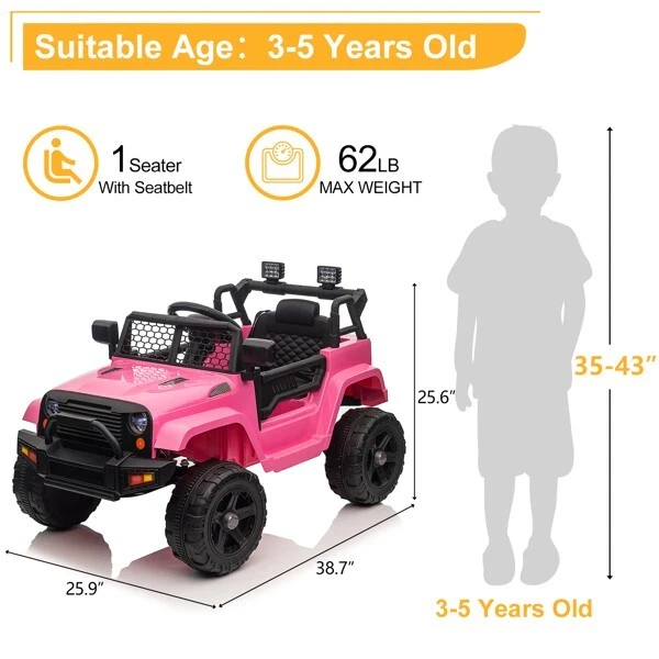 LEADZM Dual Drive 12V 4.5A.h with 2.4G Remote Control Jeep Pink LEADZM Dual Drive 12V 4.5A.h with 2.4G Remote Control Jeep Pink