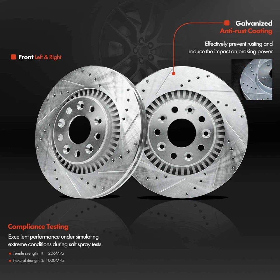 Rotor de freno perforado y pastilla de freno para Ford Taurus X 2008-2009 Mercury Sable delantero Foto 4 de 4