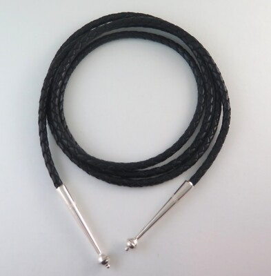 #ad High Quality Braided Black Leather Bolo Tie Cord amp; Sterling Silver Tips $49.99