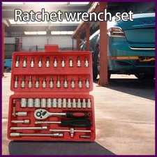 46pcs/Set Socket Wrench Diy Repair Tool Kit Ratchet Screwdriver for Car Repair