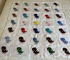 New Handmade Chicks Afghan Baby Lap Granny Square 39" Wide x 42" Long