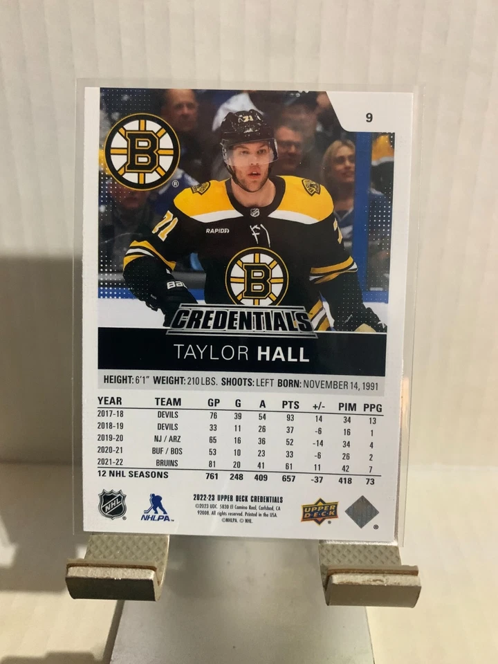 2022-23 Upper Deck Credentials Taylor Hall #9 Bruins Boston - Image 2 of 2