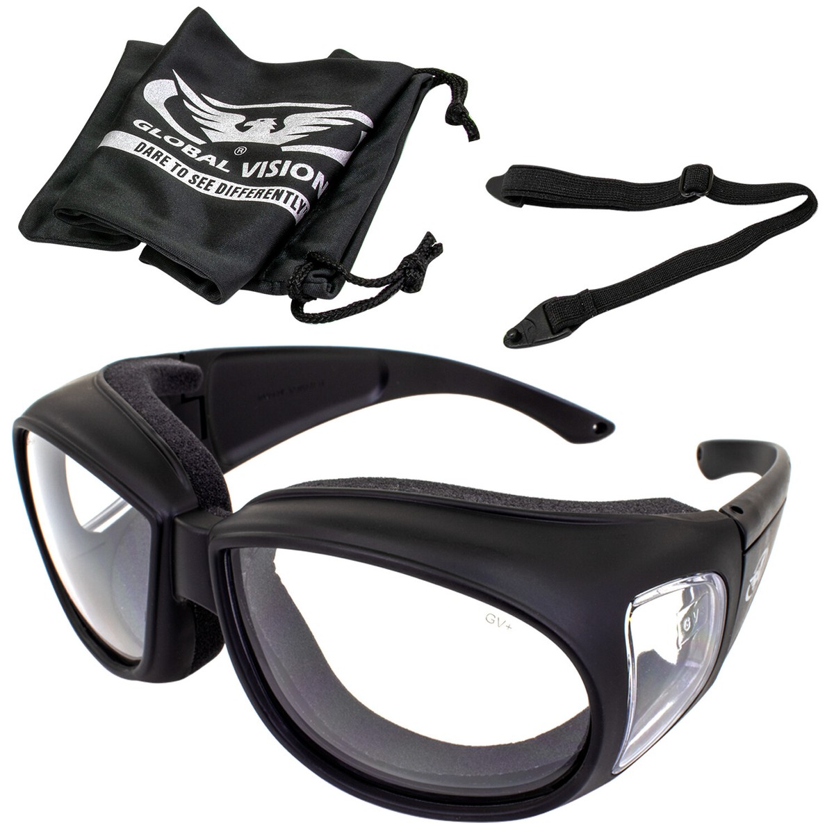 TRANSITION PHOTOCHROMIC Motorcycle Sunglasses FIT OVER RX GLASSES CLEAR TO  SMOKE