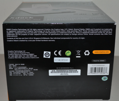 Creative Xdock X-Fi Sound Card Audio Dock Charger for iPod SB0800