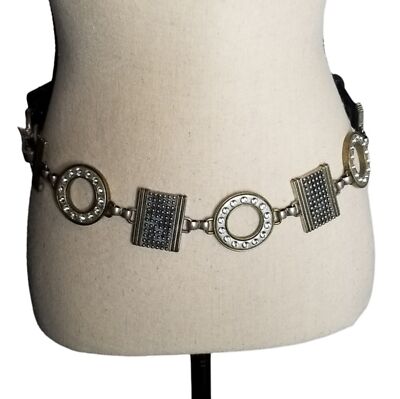 Chico\'s Metal Medallion Black Leather Adjustable Belt  Size M/L Chico main image 3