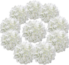 Pack of 10 Silk Hydrangea Heads with Stems for Home Wedding Decor