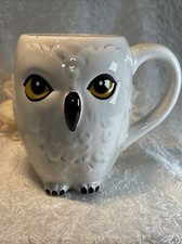 Hedwig Owl Coffee Mug Hogwarts Harry Potter 3D White Ceramic 12 Oz EUC *see Pics
